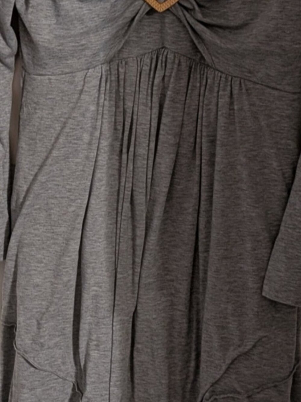 Gray Long-Sleeve Maxi Dress with Heart Accent